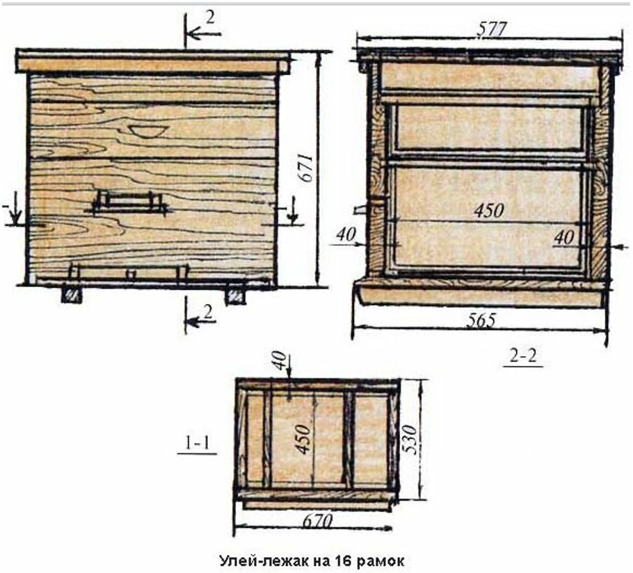 Bijenkorfbedtekening voor 16 frames