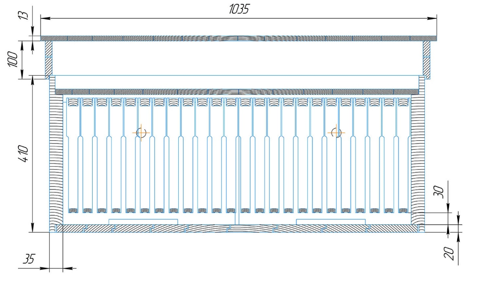 Bijenkorfligstoeltekening voor 24 frames