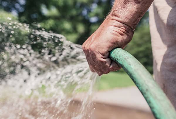 watering with a hose