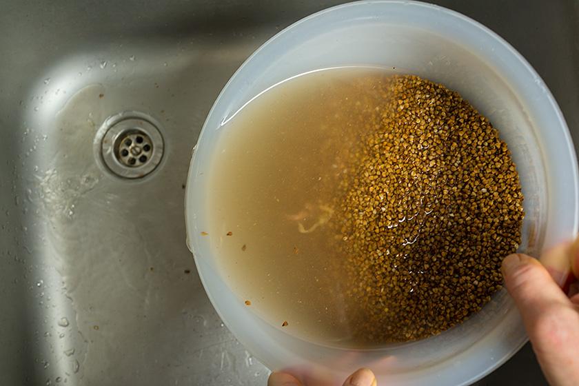 Washing buckwheat photo