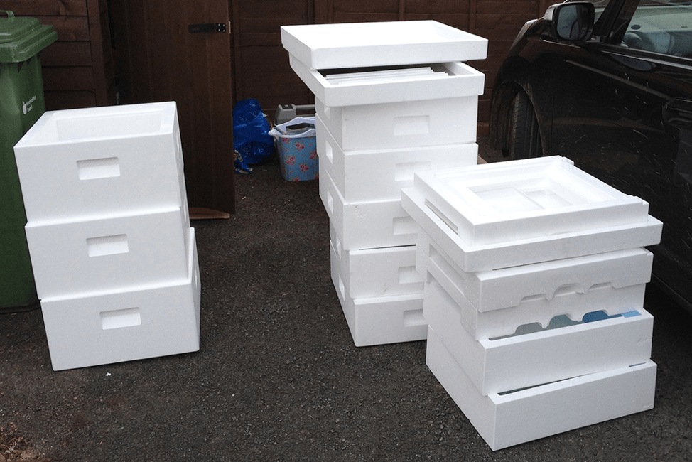 Hive with polystyrene foam photo