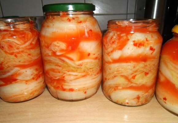 Korean cabbage in jars