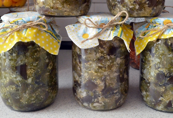 eggplants like mushrooms in a jar