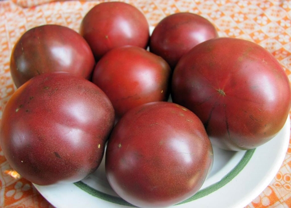 tomate éléphant noir sur une assiette