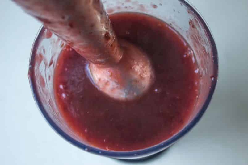 plums in a blender