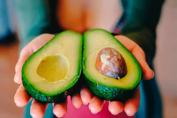 avocado in hands