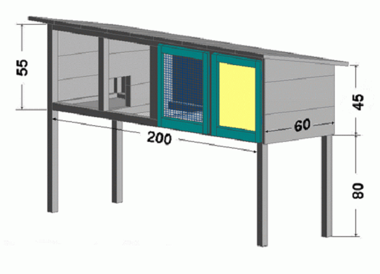 Een eenvoudig diagram voor het bouwen van een konijnenhok met uw eigen handen, tekeningen en afmetingen