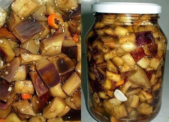 jar of eggplants like mushrooms 