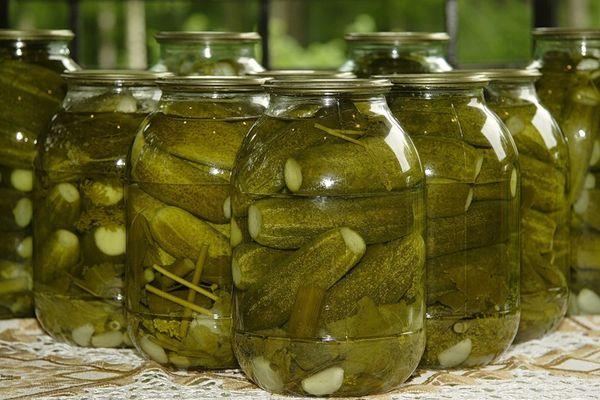 cucumbers in jars