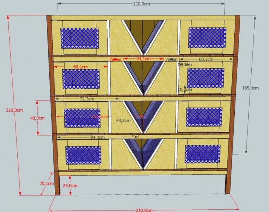 20 crteža s dimenzijama kaveza za kuniće vlastitim rukama i video montaže