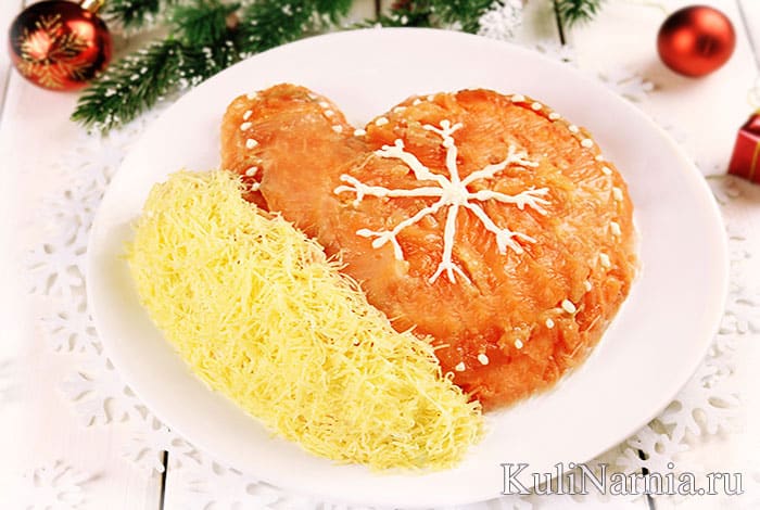 Recept za okusno solato Mitten of Santa Claus