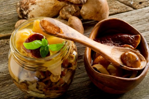 pig mushrooms in a jar 